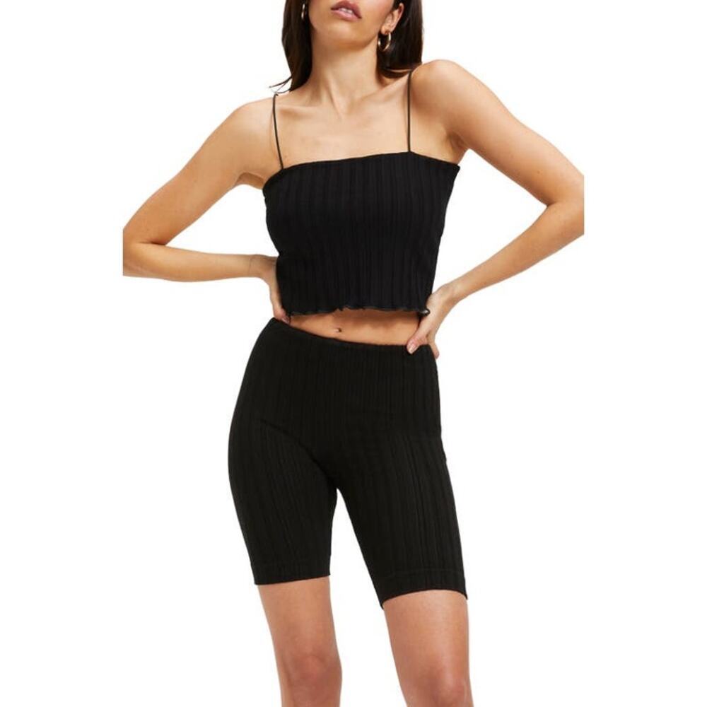 Good American Women's 90s Wide Rib Camisole Top Black Size Small/ 1 NWT